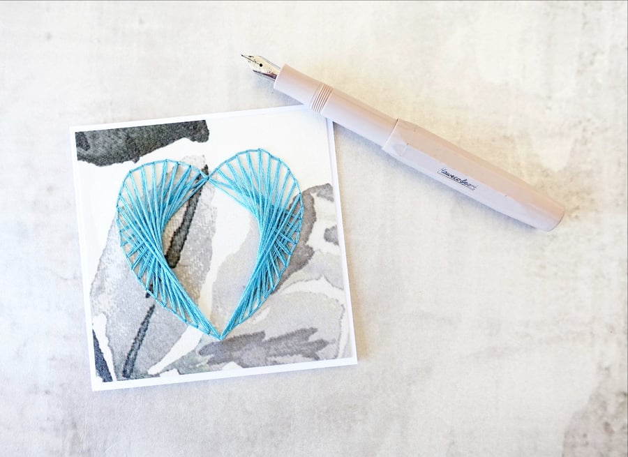 SALE Blue Heart Card, Heart Wedding Card, Something Blue Card 