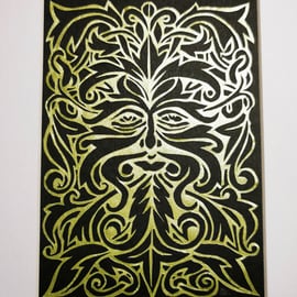 Green Man Variation - Hand cut papercut artwork