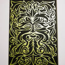 Green Man Variation - Hand cut papercut artwork