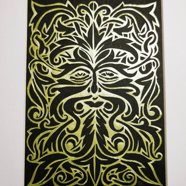 Green Man Variation - Hand cut papercut artwork