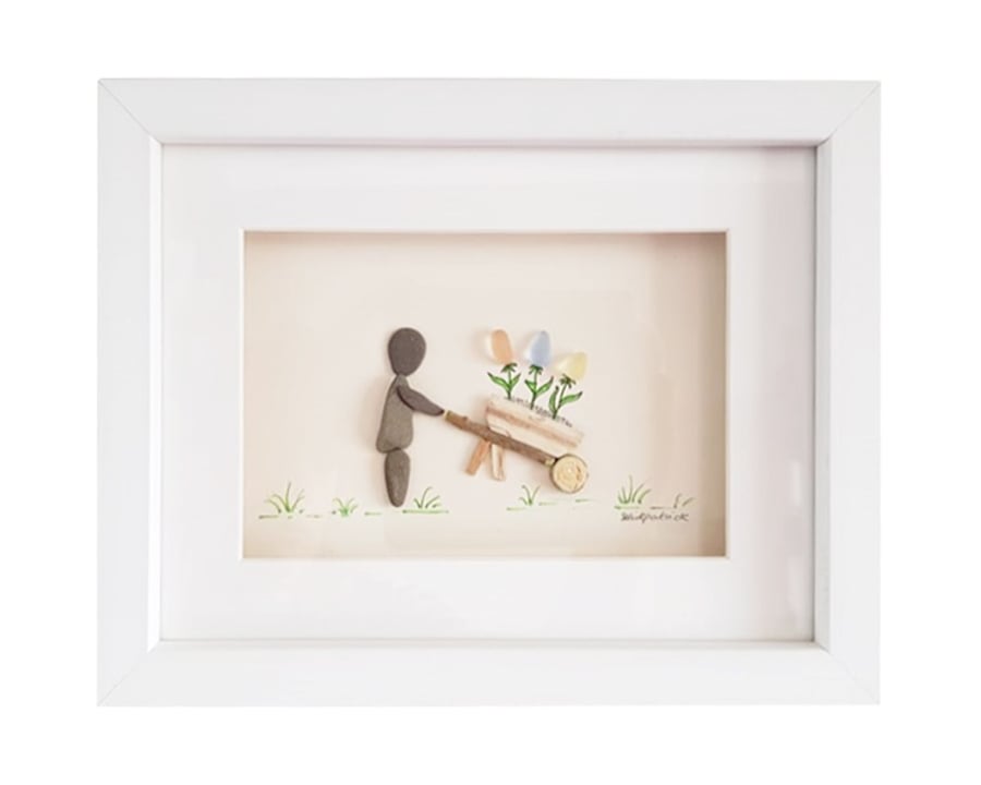 Neil's Barrow - Sea Glass & Pebble Picture Framed Unique Handmade Art