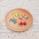 Handmade Micro Crochet Flower Wreath Earrings 