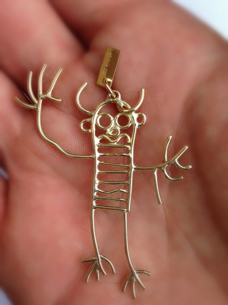 Solid 9ct gold pendant from a childs drawing with my own personal hallmark.