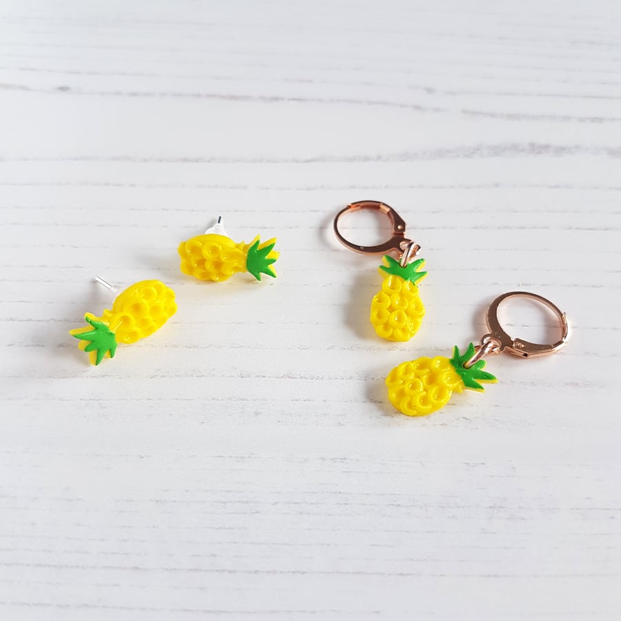 Pineapple stud earrings OR mini hoops choose your style