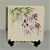 original hand painted floral greetings card ( ref F 602)