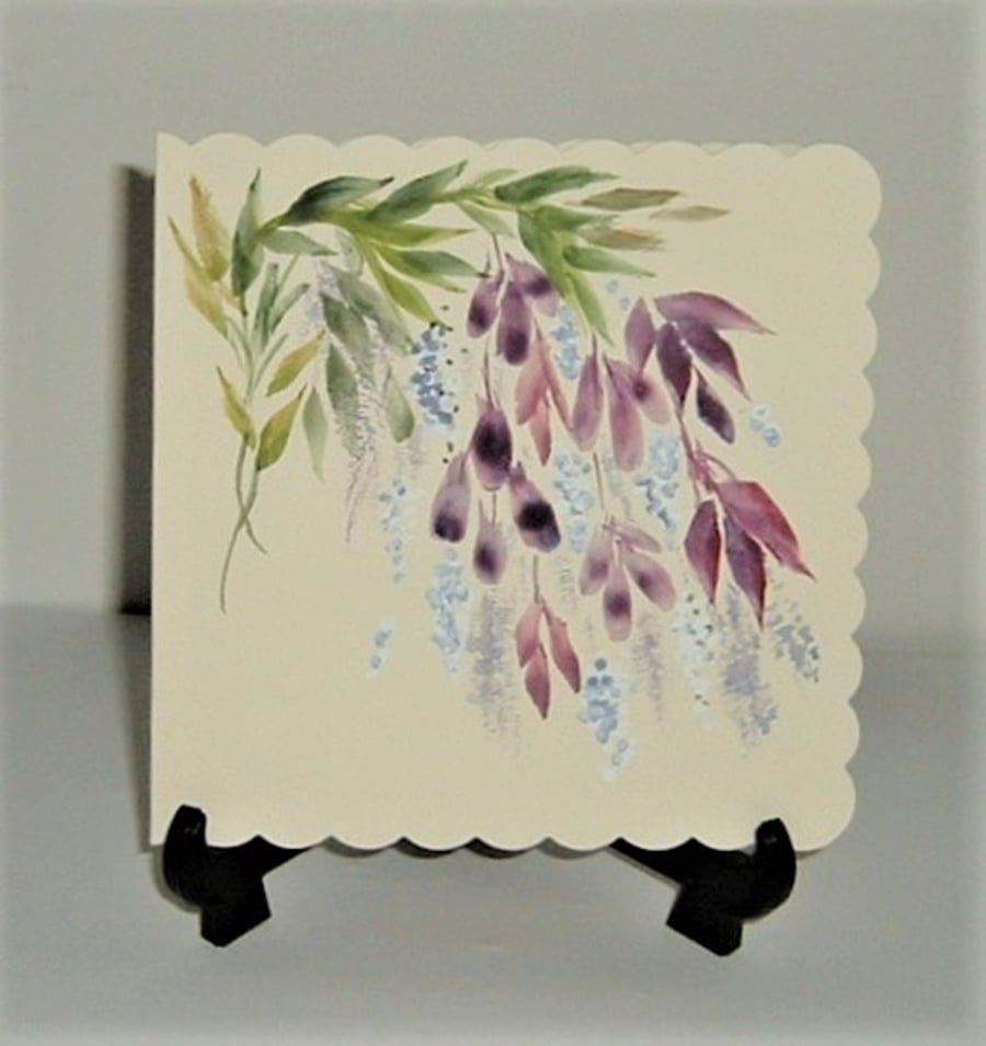 original hand painted floral greetings card ( ref F 602)