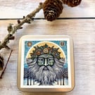 Winter storage tin square buttons, stitch markers, beads, knitting, sewing