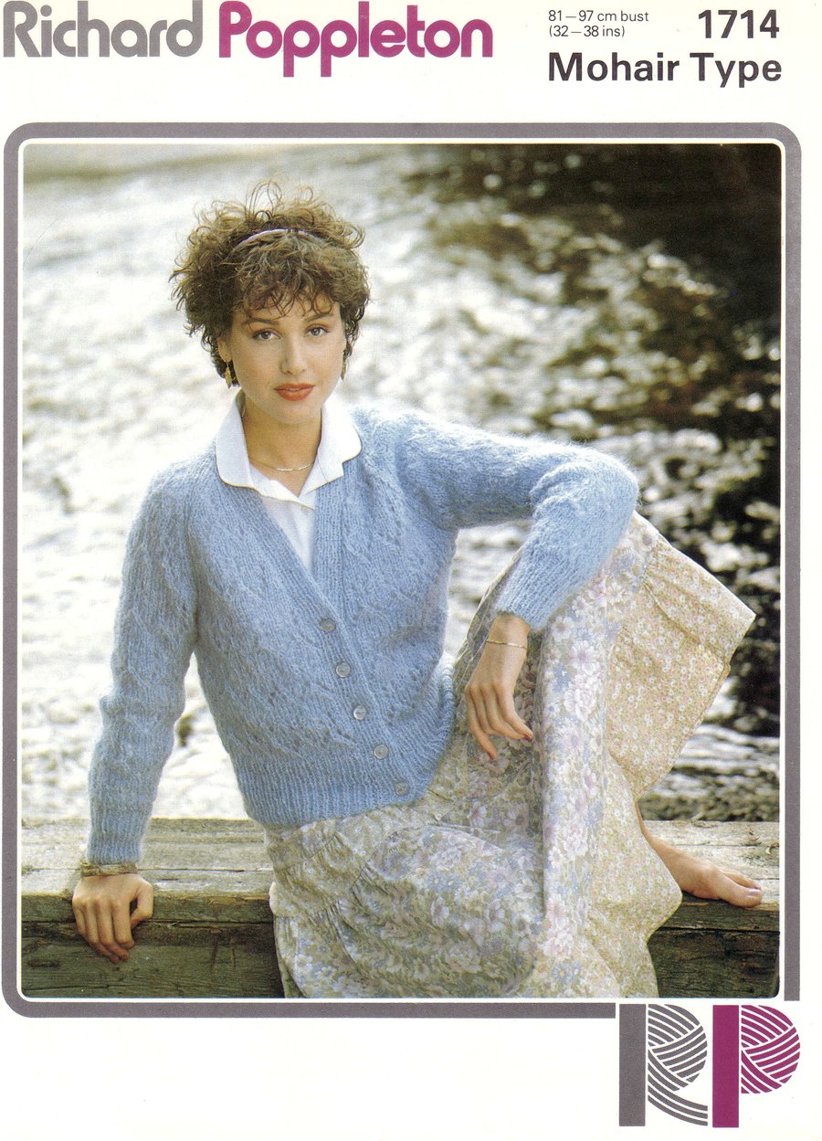 Vintage Knitting Pattern 1714: Richard Poppleton, Patterned Mohair Cardigan