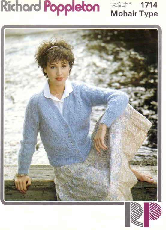 Vintage Knitting Pattern 1714: Richard Poppleton, Patterned Mohair Cardigan