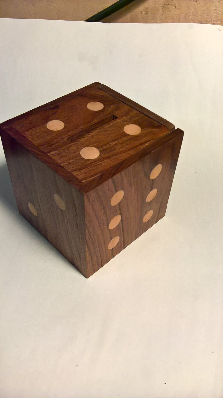 A Black Walnut Money Box with Sycamore dots
