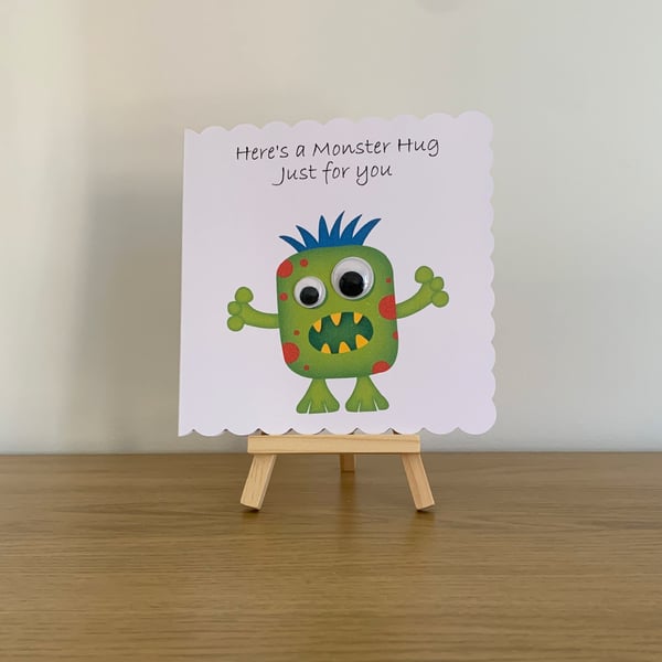 Googly Eye Monster Hug Greeting Card. Design 1