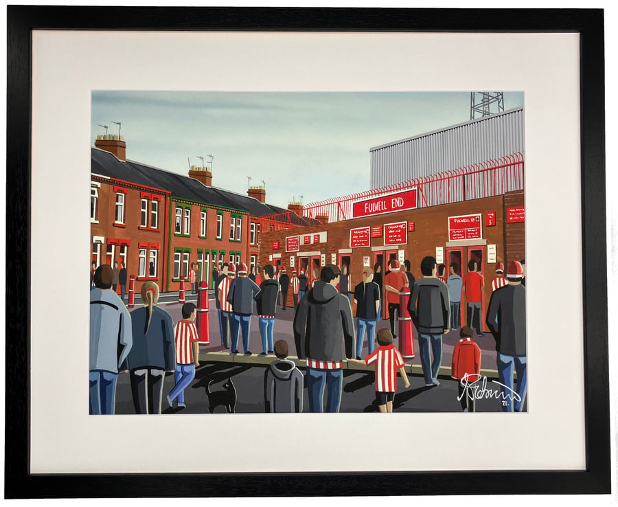 Sunderland AFC, Retro Poker Park, Framed Football Art Print. 20" x 16" Frame