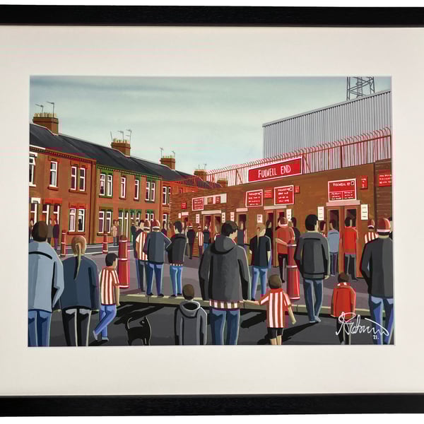Sunderland AFC, Retro Roker Park, Framed Football Art Print. 20" x 16" Frame
