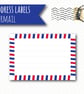 Printed self-adhesive address labels, airmail border, letter writing - Image 3