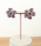 Pink flower stud earrings - Image 1