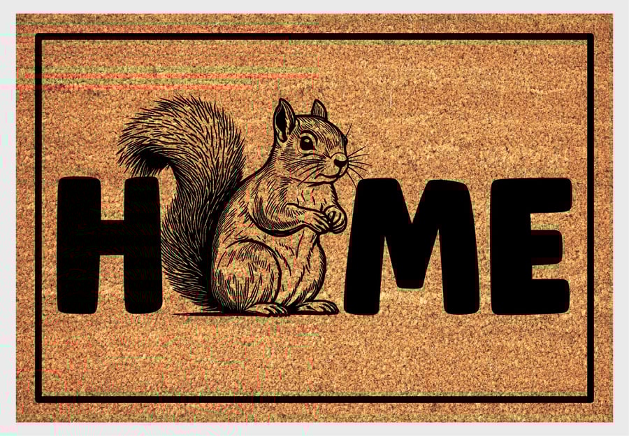 Squirrel Home Door Mat No.3 - Squirrel Welcome Mat - 3 Sizes