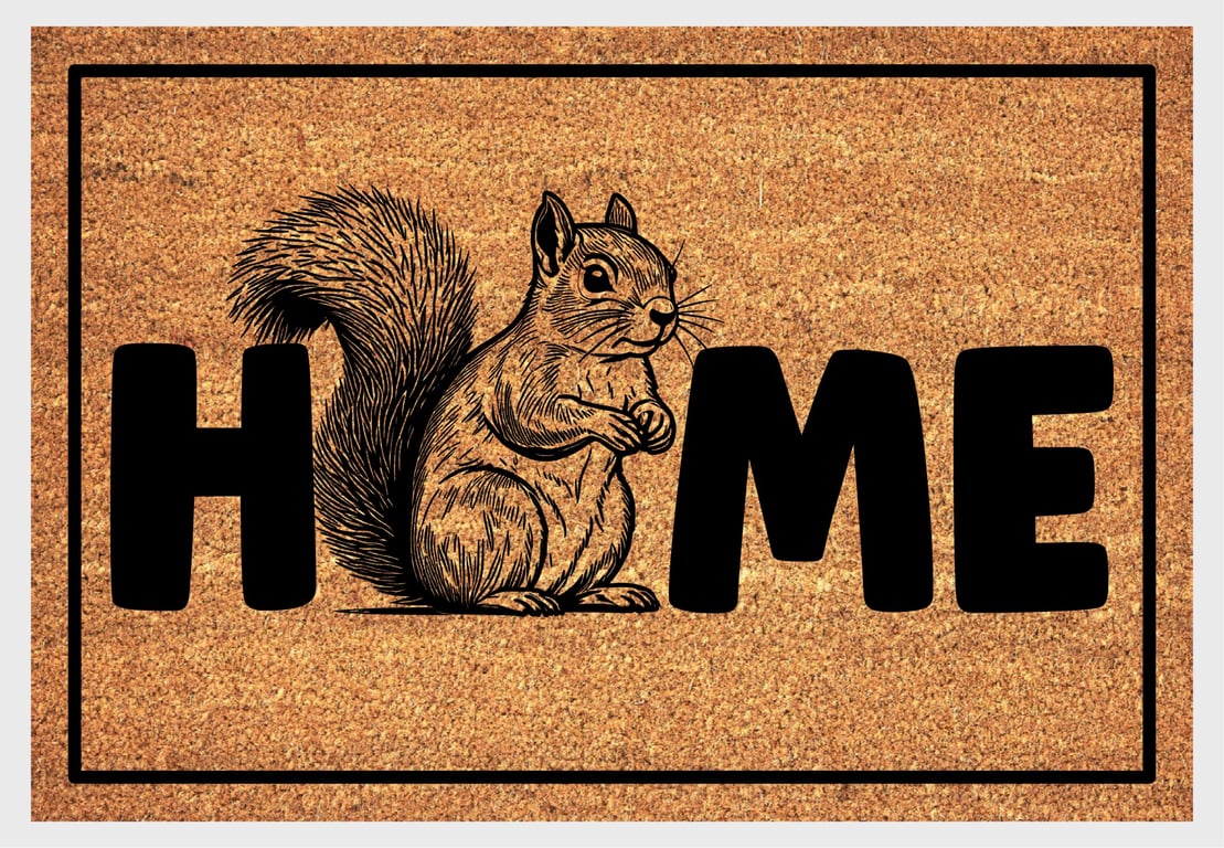 Squirrel Home Door Mat No.3 - Squirrel Welcome Mat - 3 Sizes