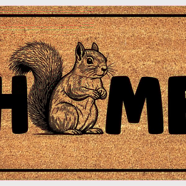 Squirrel Home Door Mat No.3 - Squirrel Welcome Mat - 3 Sizes