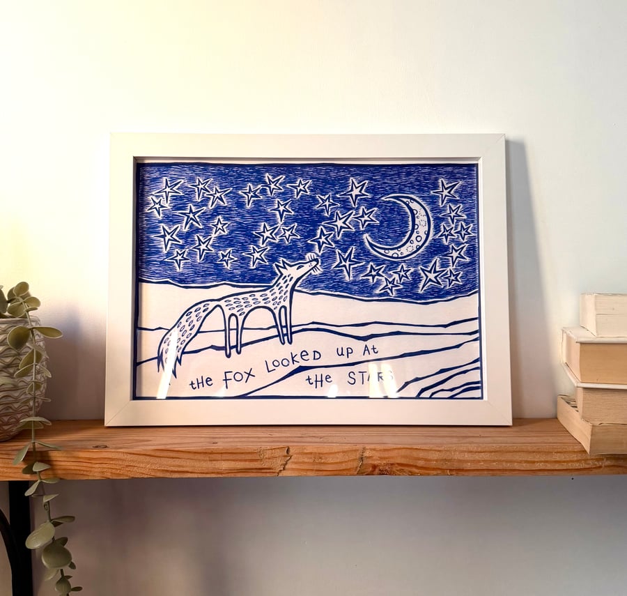 Fox and Stars Giclee Print - READY TO SHIP