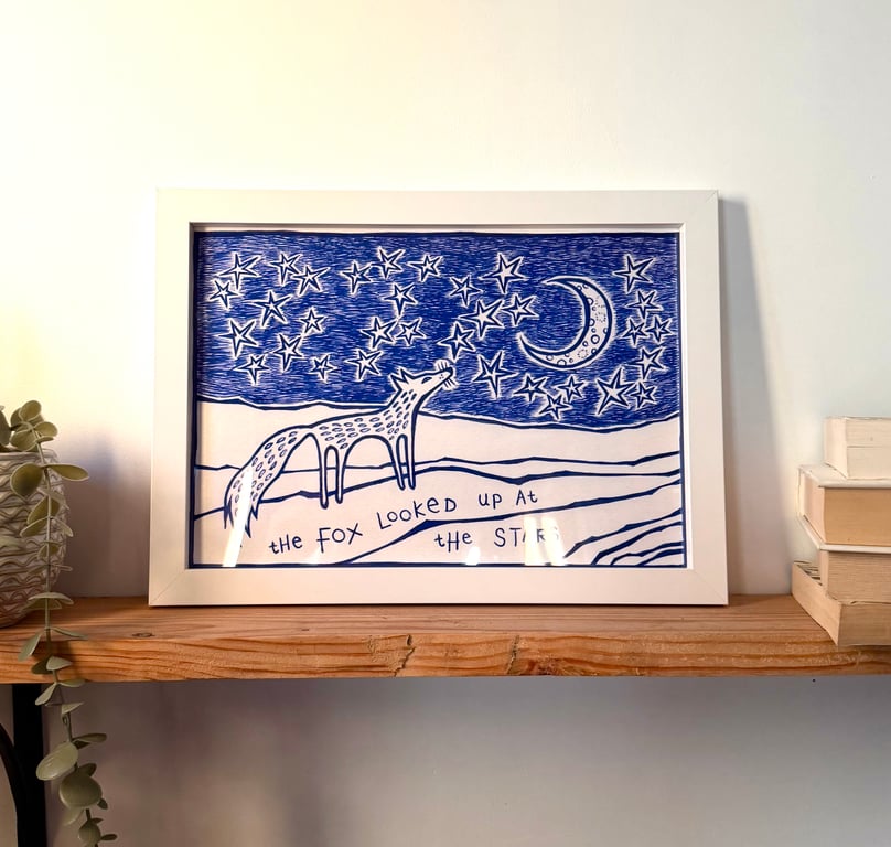 Fox and Stars Giclee Print - READY TO SHIP