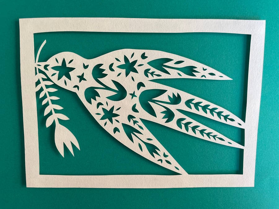 Floral bird papercut 