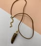 Yellow tiger's eye horn pendant with copper wirework - Image 3