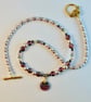 Czech Glass Pearl Necklace With Crystals & Glass Disc Pendant- Handmade In Devon - Image 5