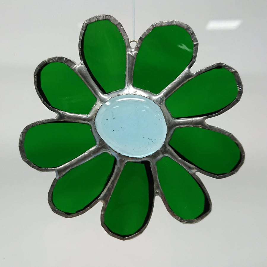 Stained glass flower suncatcher copperfoil decoration. 