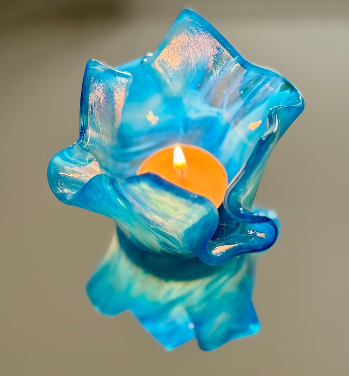 Handmade fused glass Tealight holder 