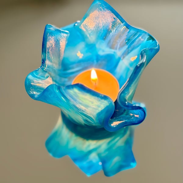 Handmade fused glass Tealight holder 