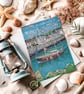 Fine Art Greeting Card, "Portpatrick"- Sailboat with a wee touch of glitter  - Image 1