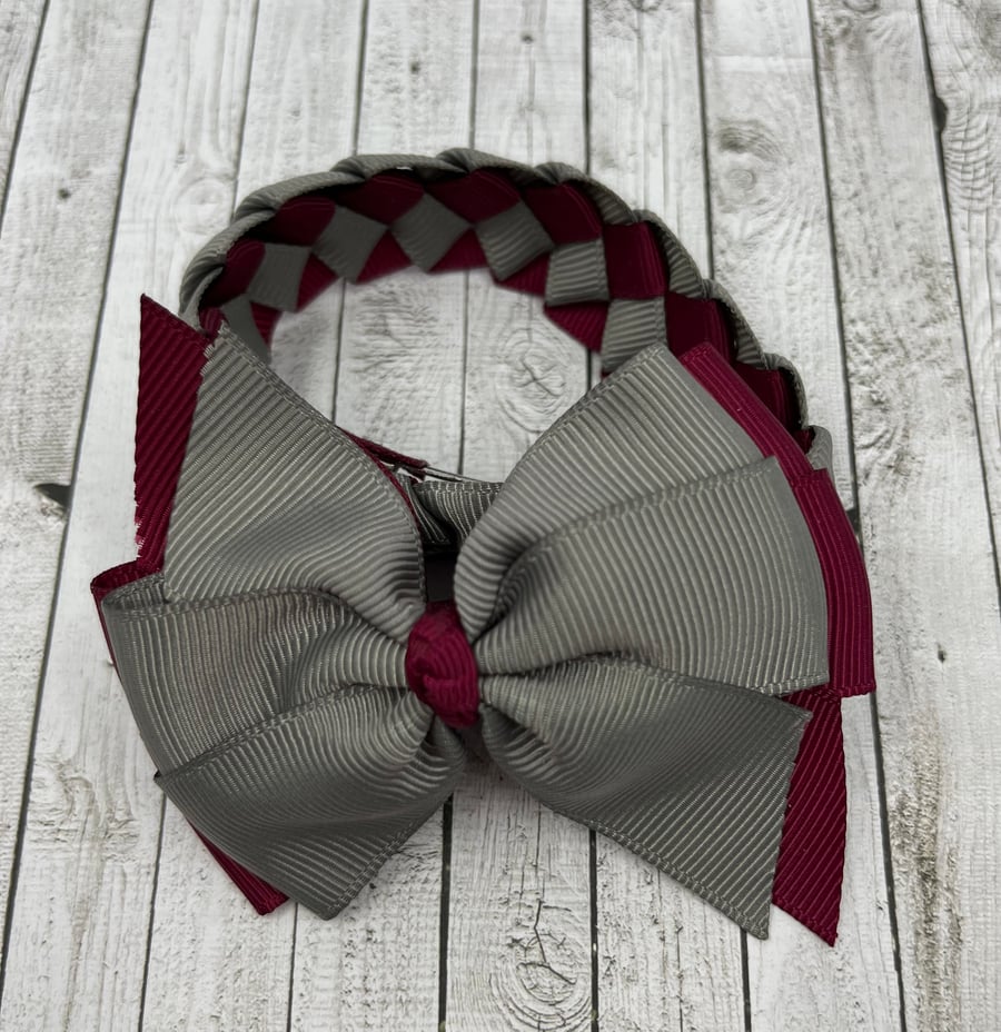 School Wine and Grey Pleated Bun Wrap