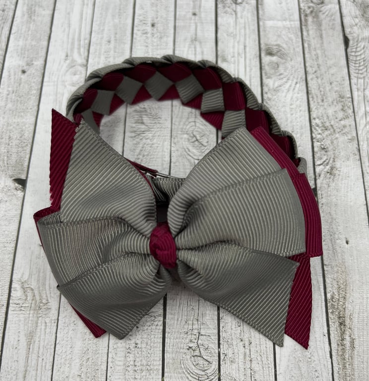 School Wine and Grey Pleated Bun Wrap