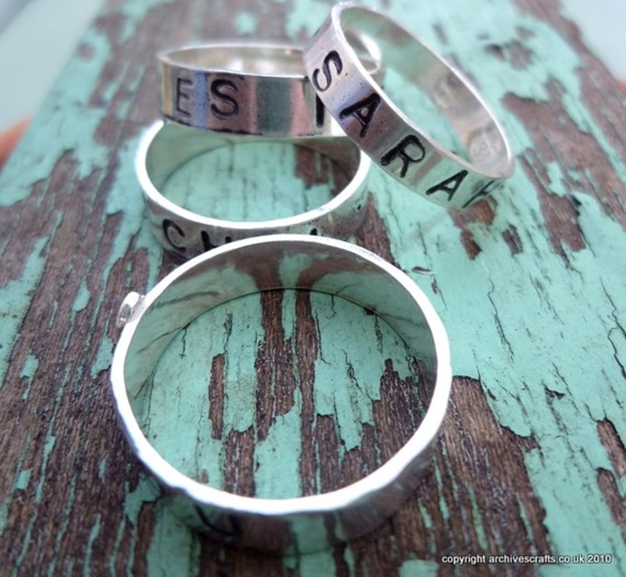 Sterling silver ring. Personalised.