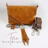 Crossbody Bag - Leather Bag - Tan Travel Bag - Boho Summer - Eco Fashion