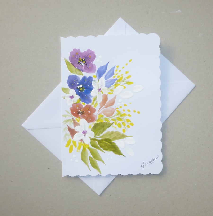 original art floral greetings card ( ref FA 239 A3 )
