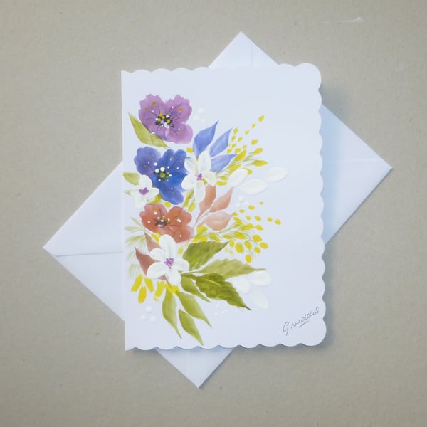 original art floral greetings card ( ref FA 239 A3 )