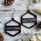 Laser Cut Hexagonal Beaded Earrings