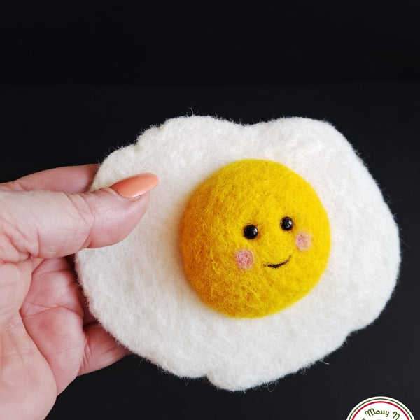 Fried Egg, Sunny Side Up. Handmade, Needle Felted with Wool Fibres.