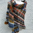 Autumn hues wool rich lace crochet triangle wrap shawl 