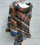 Autumn hues wool rich lace crochet triangle wrap shawl  - Image 3