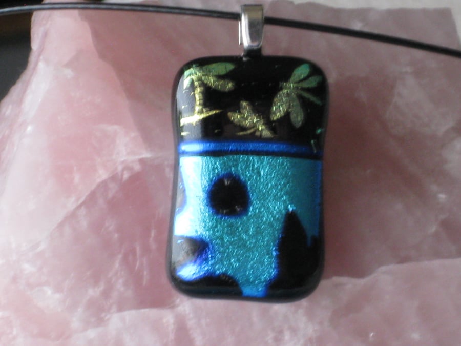 Unique fused dichroic glass pendant
