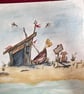 The Boat Shed 8x8 original watercolour 