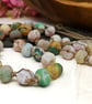 Crazy agate knotted cord green, yellow, brown and orange necklace, toggle clasp  - Image 1