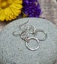 Sterling Silver Hammered 2 Circle Drop Earrings - JBJ1022 - Image 2