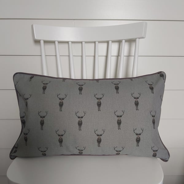 Sophie Allport Stag Cushion Cover with Grey Piping