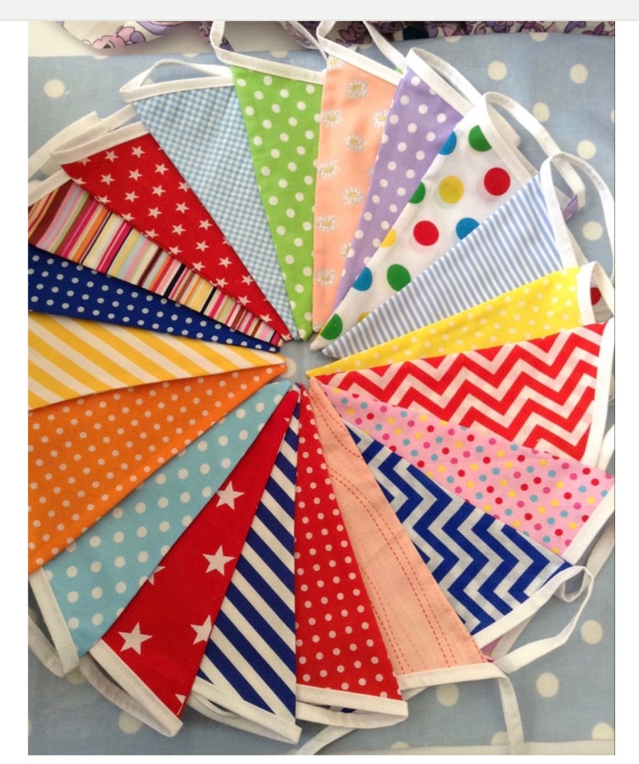 Party  bunting, cotton fabric bunting 
