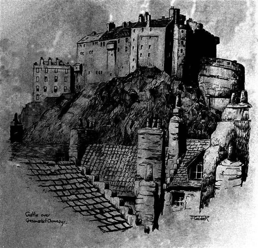 Castle O'er rooftops Edinburgh Castle Print