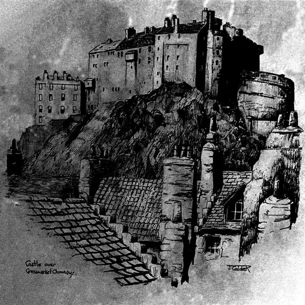 Castle O'er rooftops Edinburgh Castle Print