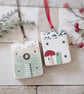 Set of 2 Wooden House Hanging Decorations